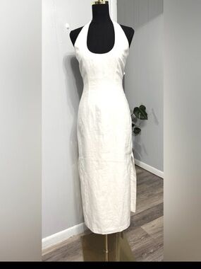 #13)  100% Cotton White House Black Market Strapless Off-White or Cream Dress